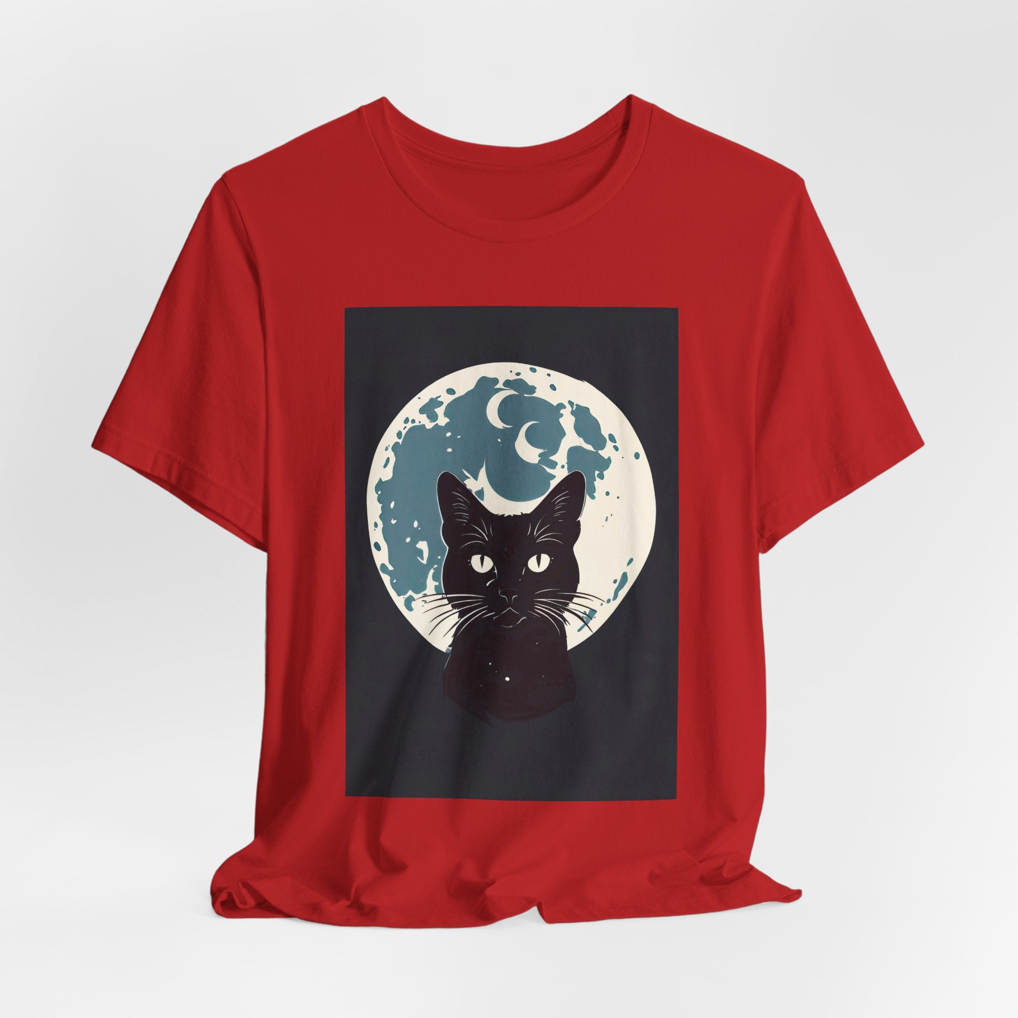Black Cat Moon Tee — Vintage Crescent Moon Cat Graphic T‑Shirt